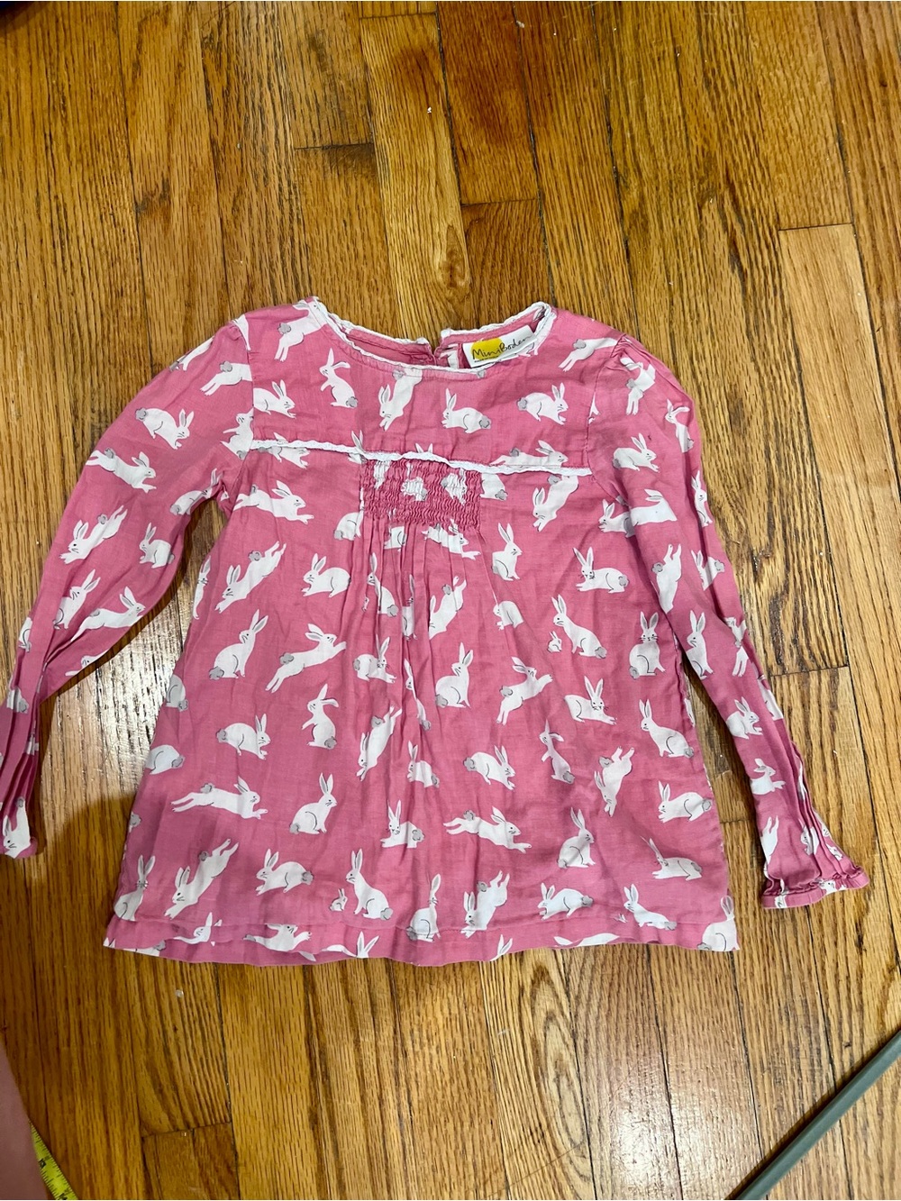 Mini Boden Girls Pink Bunny Rabbit Print Cotton Tunic Top 6-7Y 122cm